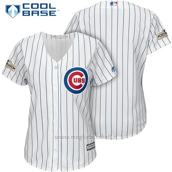 Maglia Baseball Donna Chicago Cubs 2017 Postseason Bianco Cool Base